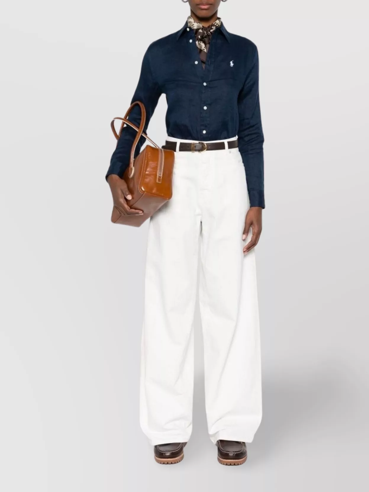 Ralph Lauren Long Sleeve Linen Shirt With Structured Collar In Blue