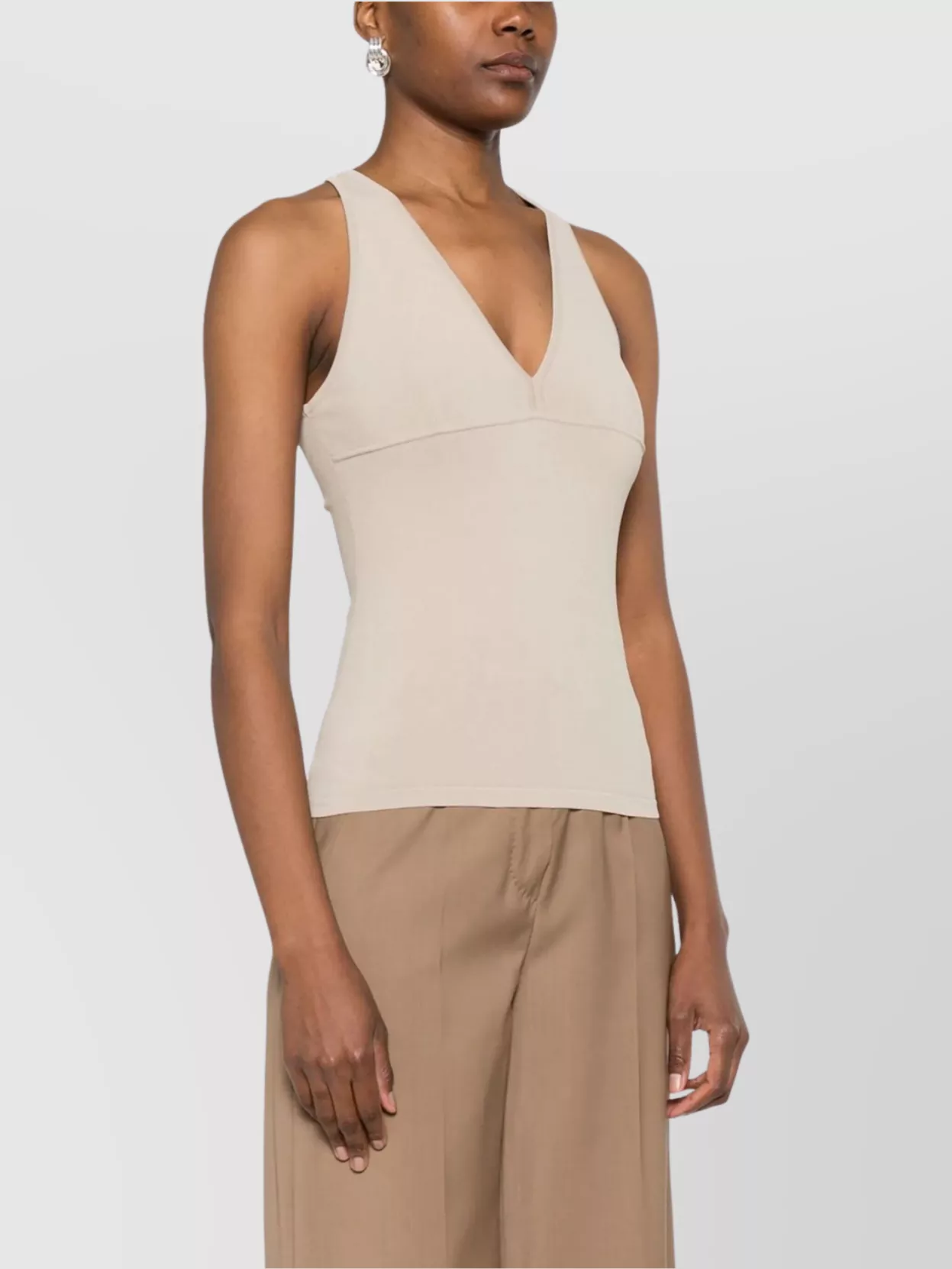 Max Mara V-neck Sleeveless Fitted Top Style In Neutral