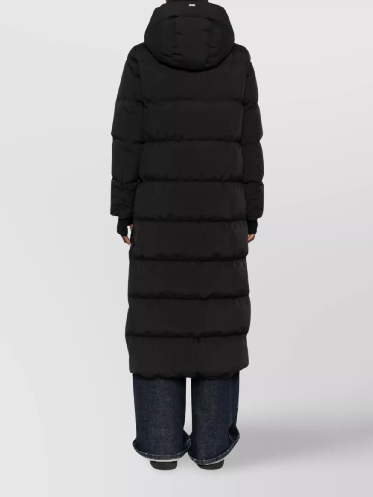 Herno Hooded Quilted Long Down Jacket With Pockets In Black