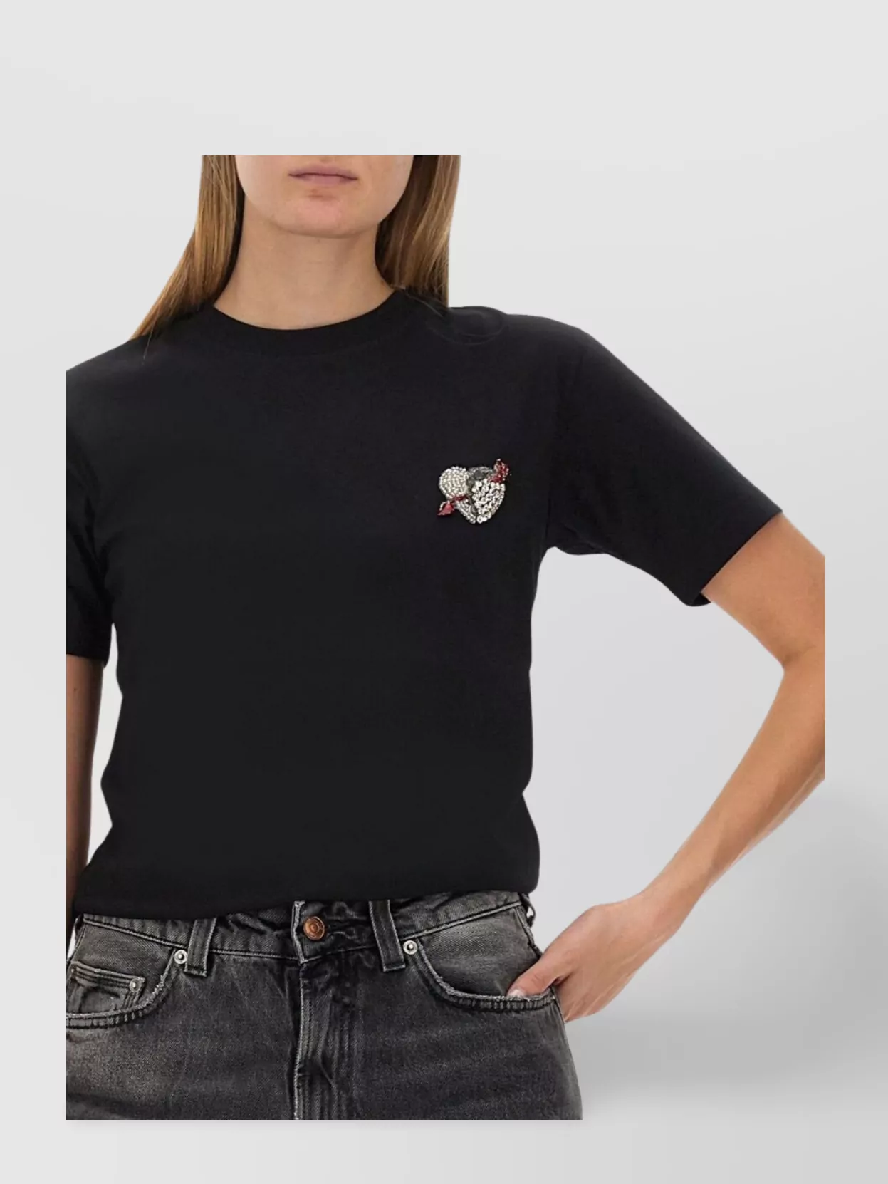 Msgm Logo Crew Neck Cropped T-Shirt