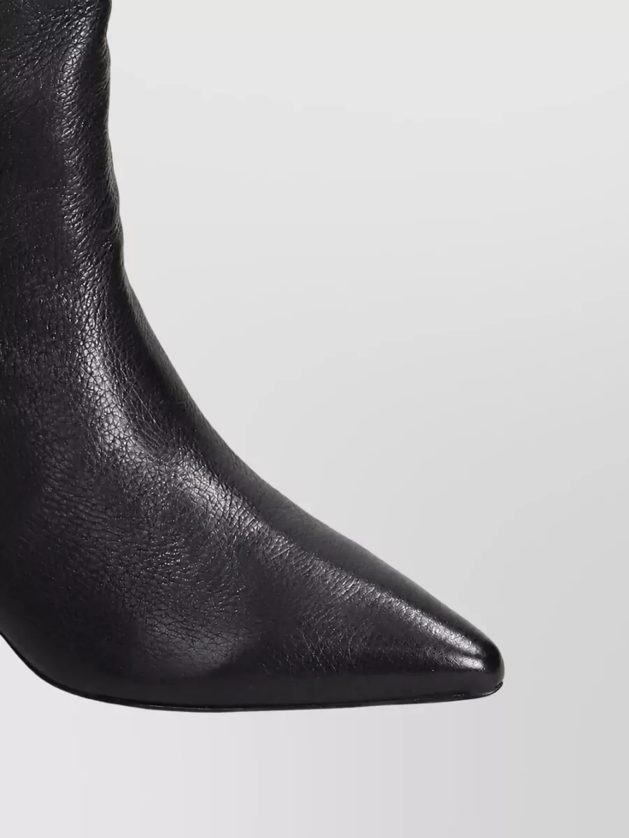 Ash Violet High Heels Boots In Black Leather In Black