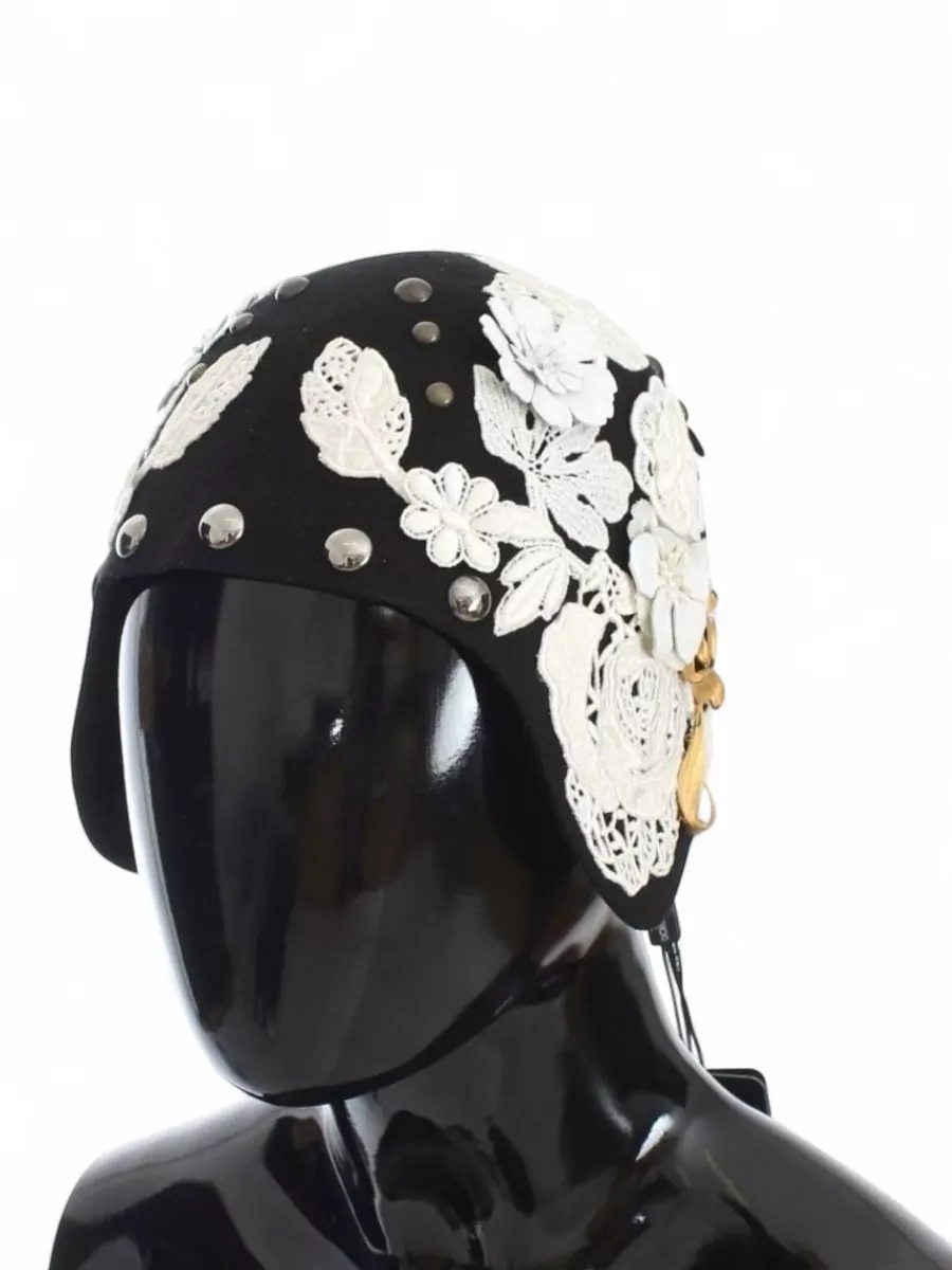 Dolce&Gabbana Wool Floral-Embroidered Studded Hat