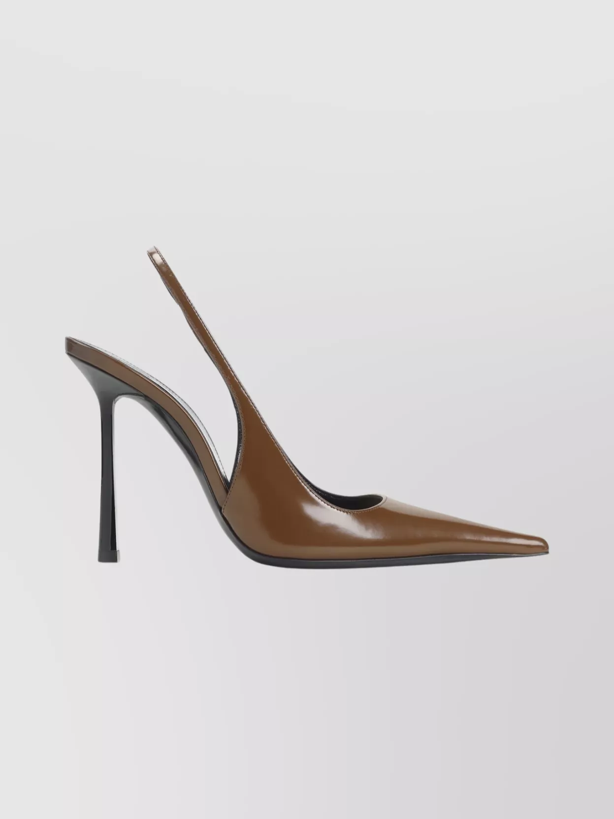 Saint Laurent Glossy Pointed Toe Pumps In Brown
