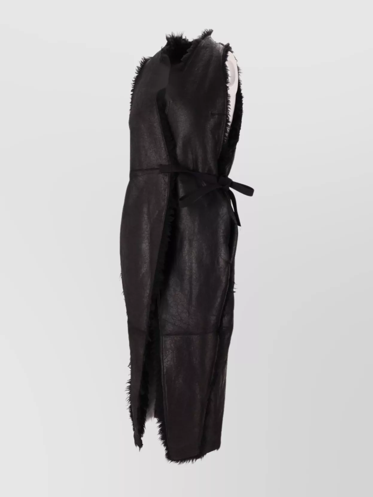 Rick Owens Midi Coat With Belt And Faux Fur