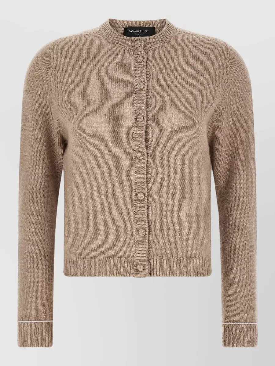 Fabiana Filippi wool silk cashmere ribbed long-sleeve cardigan