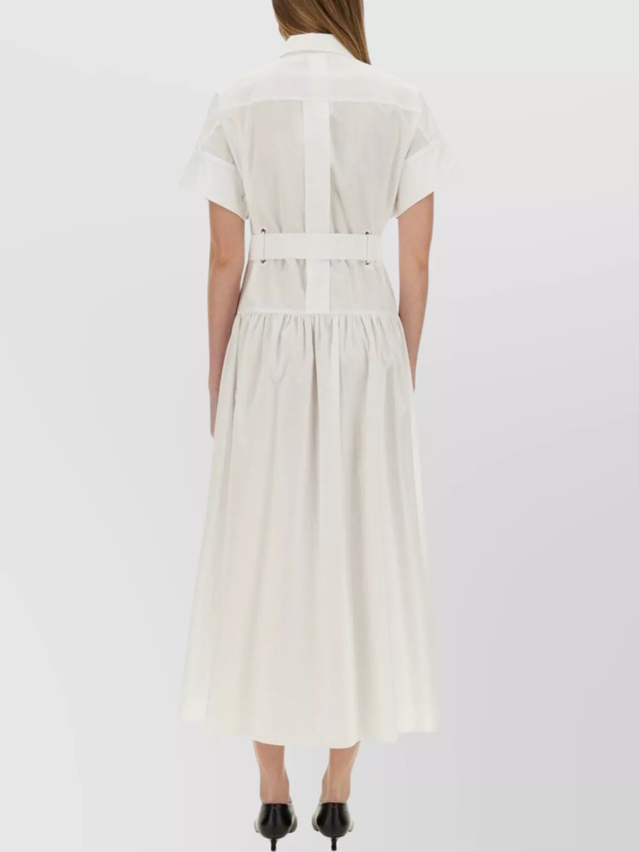 Max Mara Midi Dress With Belted Waist And Short Sleeves