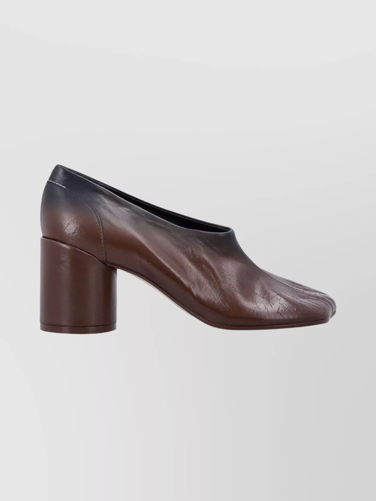 Mm6 Maison Margiela Block Heel Round Toe Anatomic Pumps In Brown