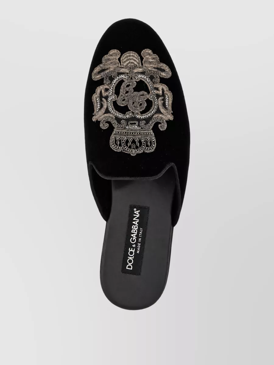 Dolce&Gabbana Velvet Embroidered Slippers
