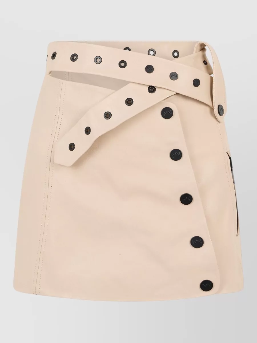 The Mannei leather high-rise short skirt