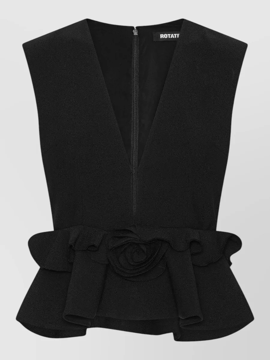 Rotate v-neck sleeveless peplum top