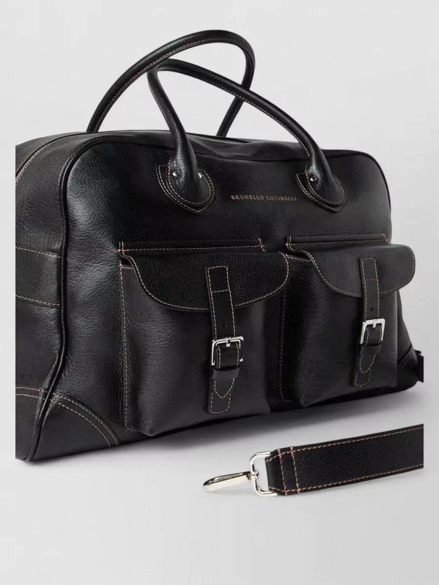 Brunello Cucinelli Leather Weekender Travel Bag