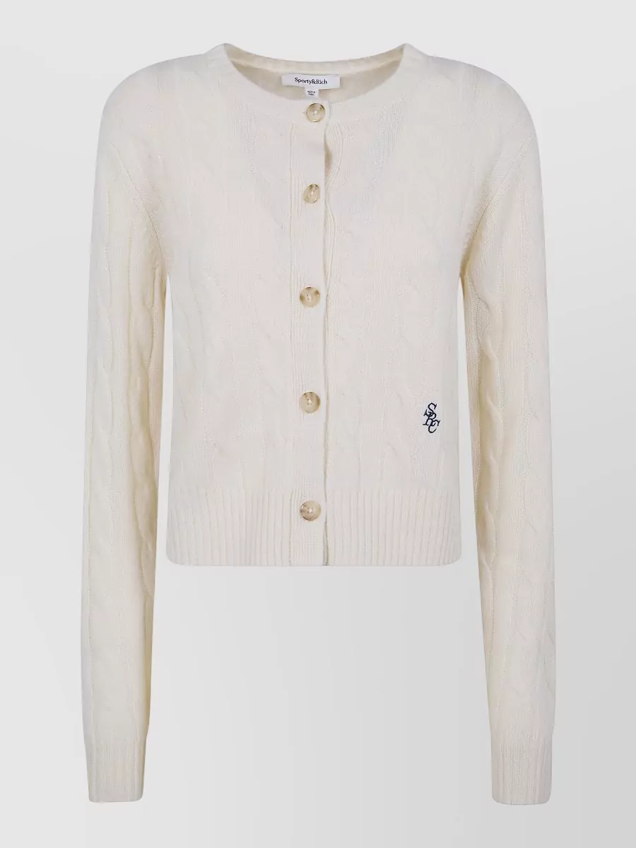 Sporty & Rich Cable-Knit Cashmere Cardigan