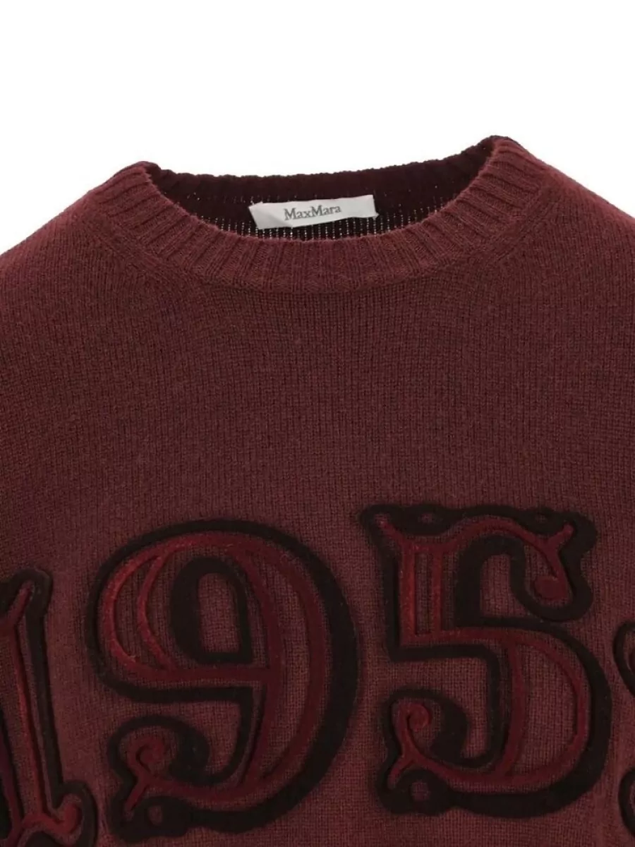 Max Mara Cashmere Wool Embroidered Ribbed Crewneck Jumper