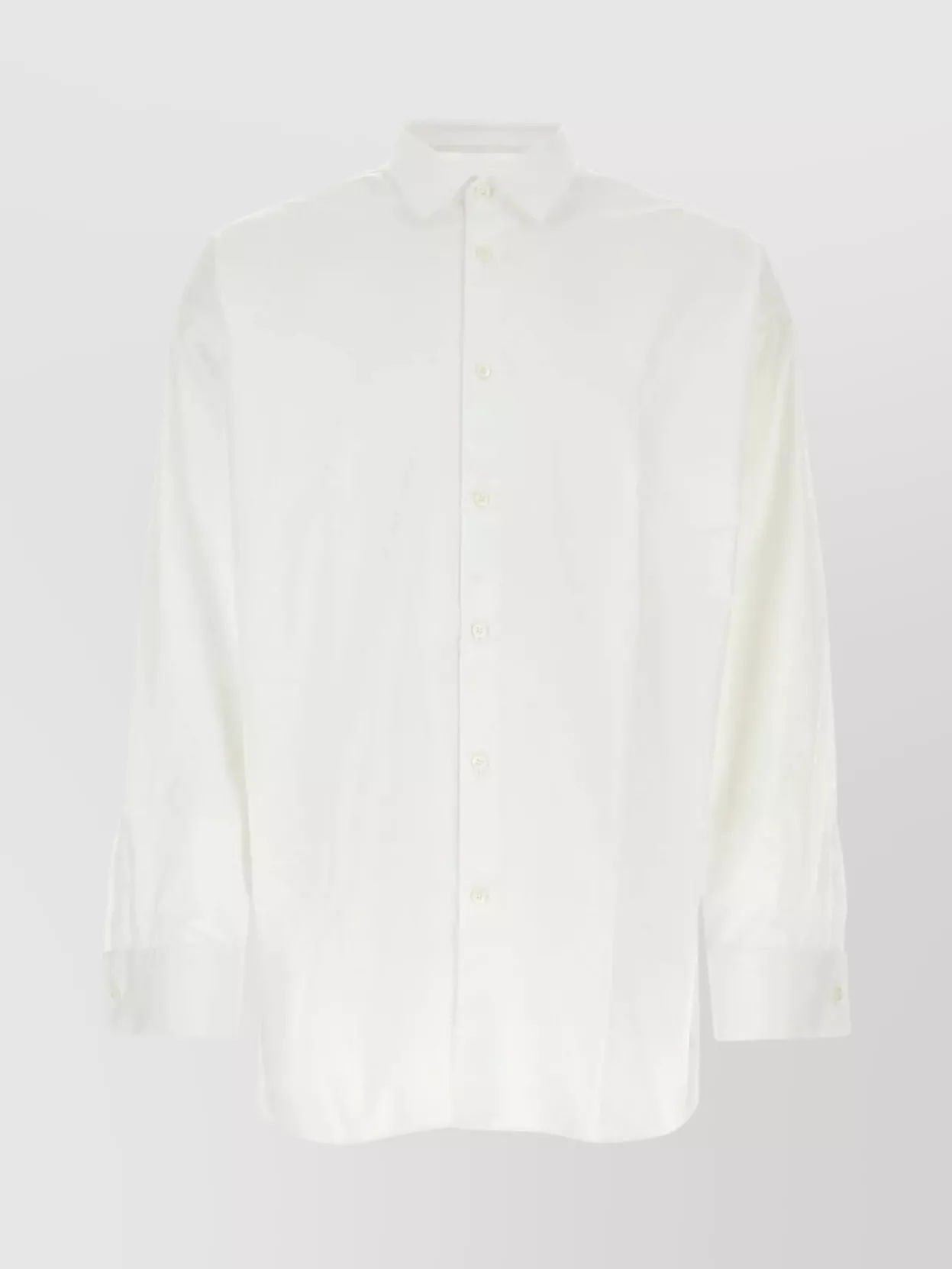 Shop Prada Buttoned Cuffs Cotton Poplin Shirt In White