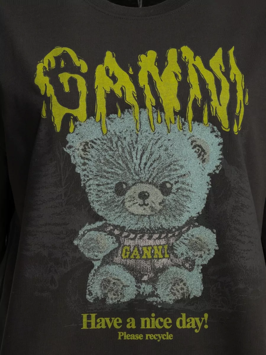 Ganni Organic Cotton Graphic Crew-Neck T-Shirt