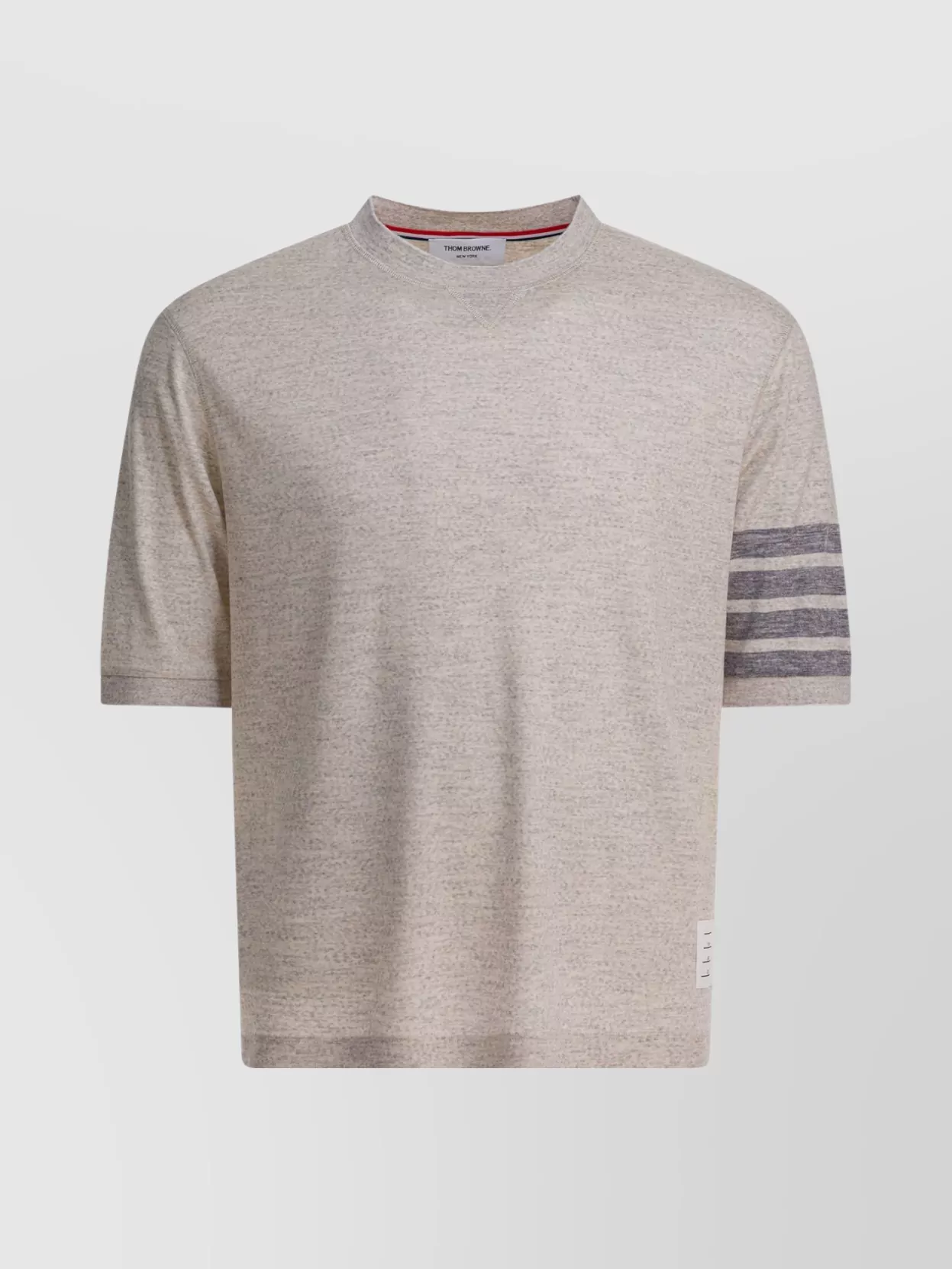 Thom Browne Striped Sleeve Wool Crew Neck T-shirt In Multi