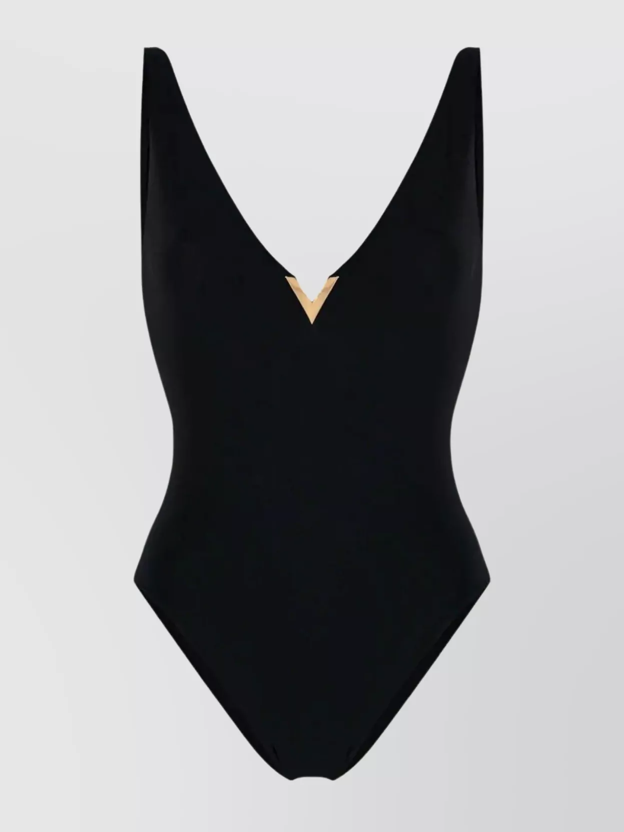 Shop Valentino Lycra V-neck One-piece With High-cut Leg In Black