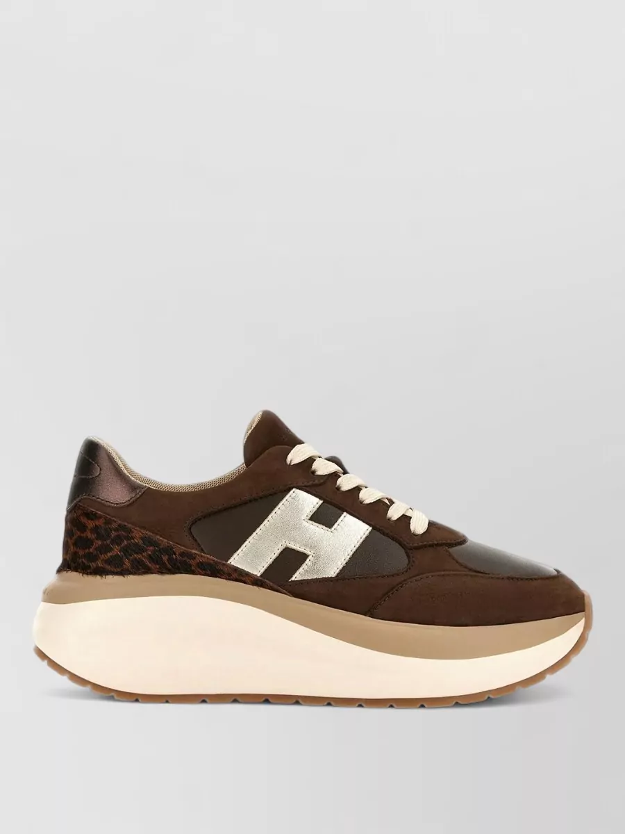 Hogan Leather Chunky-Sole Lace-Up Sneakers