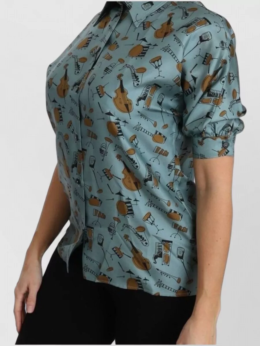 Dolce&Gabbana Silk Printed Short-Sleeve Shirt