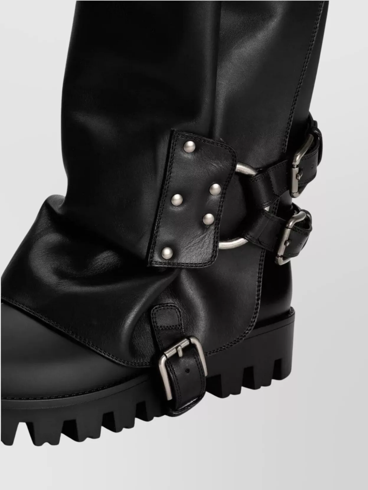 Dolce&Gabbana Knee-High Leather Boots Studded Detail