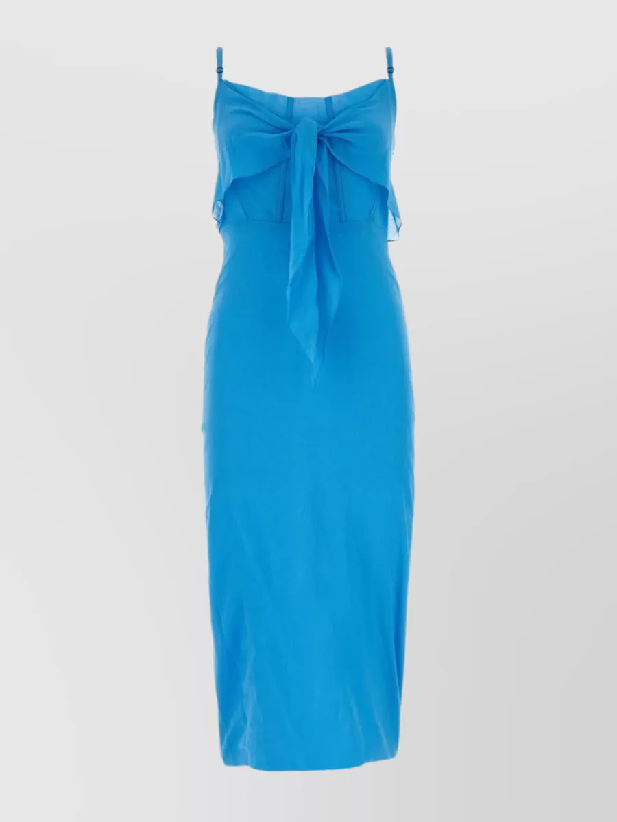 Shop Patou Cotton Dress With Delicate Straps And Charming Neckline In Blue