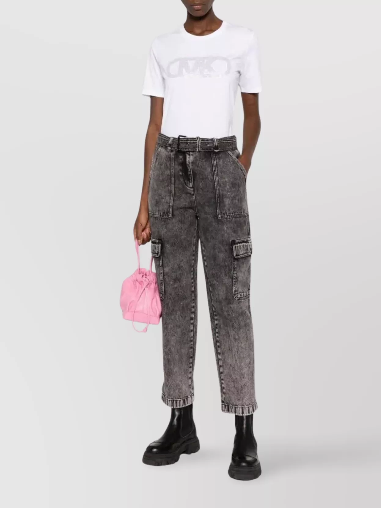 Michael Kors Straight Leg Cargo Pants With Washed Effect In Gray