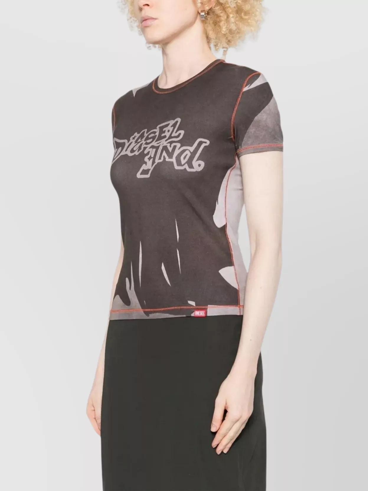 Diesel Graphic Print Crew Neck Short Sleeve Top