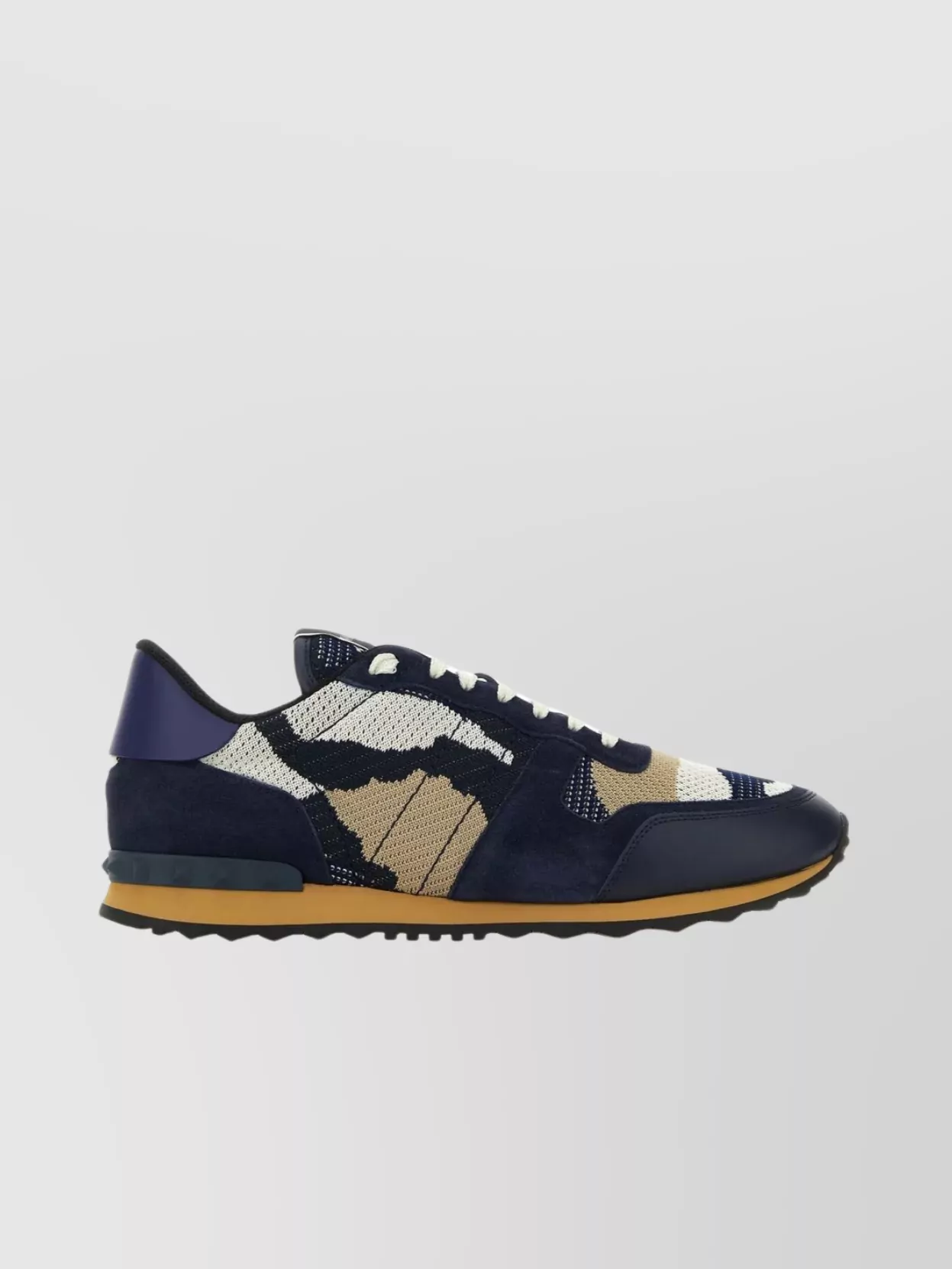 Shop Valentino Rockrunner Camouflage Sneakers With Multicolor Fabric And Leather