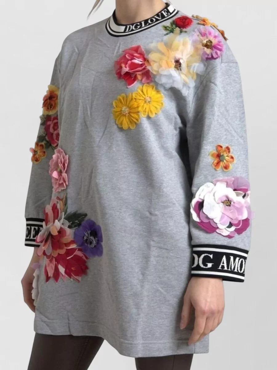 Dolce&Gabbana Cotton Floral Appliqué Sweatshirt