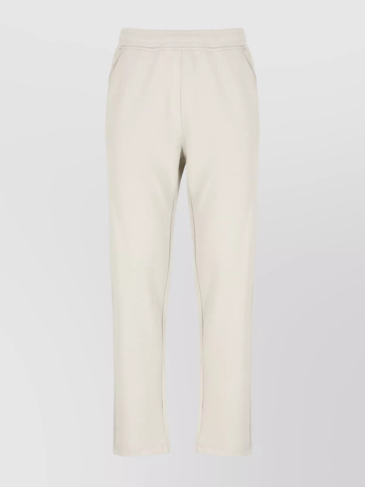 K-way Straight Leg Cotton Trousers With Elastic Waistband In Neutral