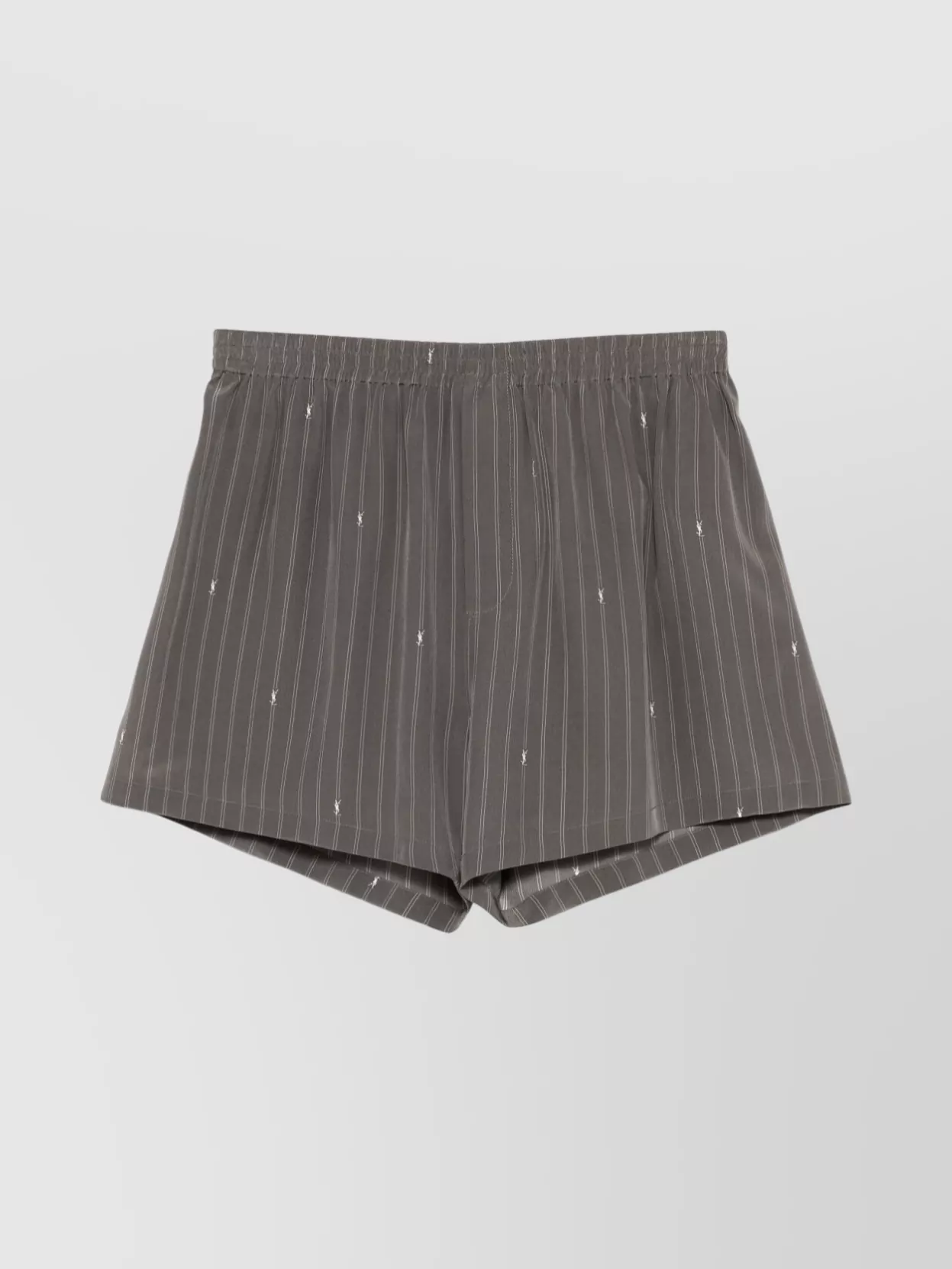 Saint Laurent Silk Shorts With Embroidered Pinstripe And Elastic Waistband