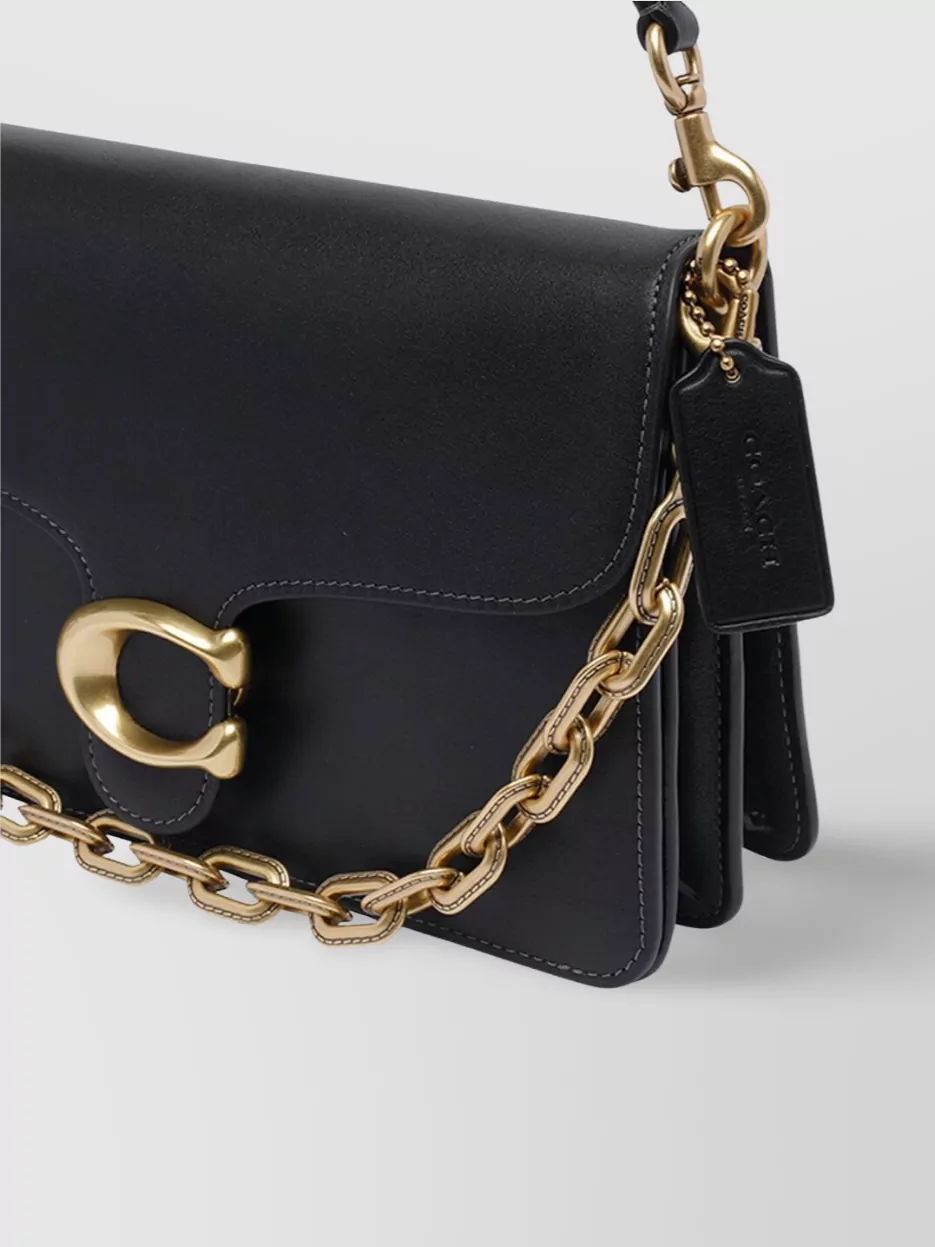 Coach Soft Grain Leather Shoulder Bag With Chain Detail