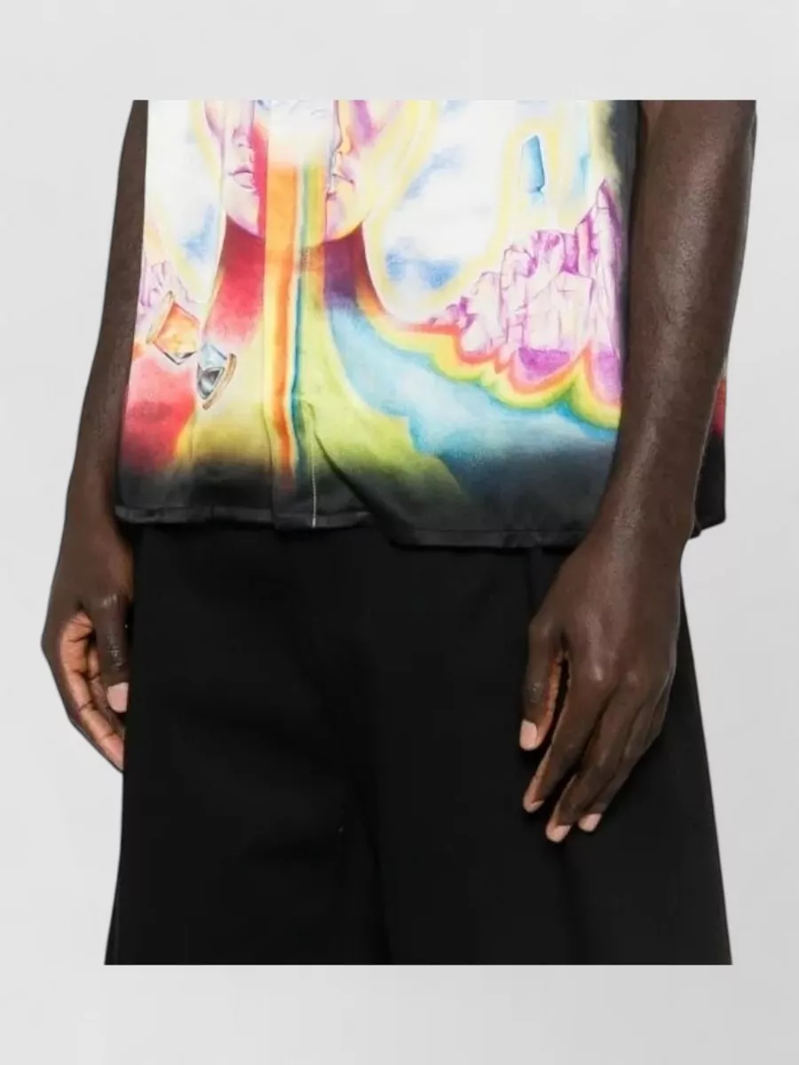 Casablanca Silk Printed Cuban Collar Short-Sleeve Shirt