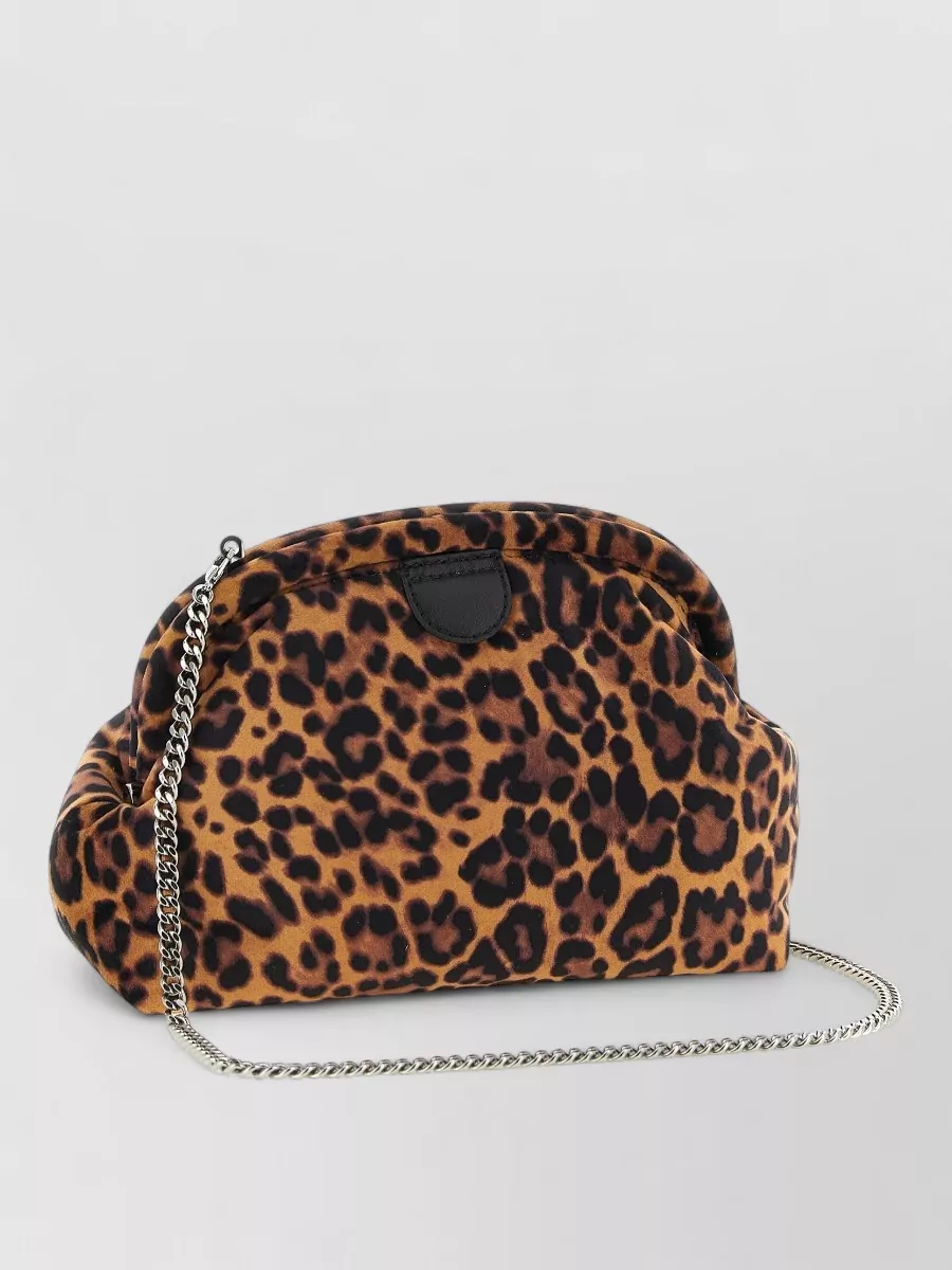 Stella Mccartney Falabella Soft Velvet Leopard-Print Clutch Bag