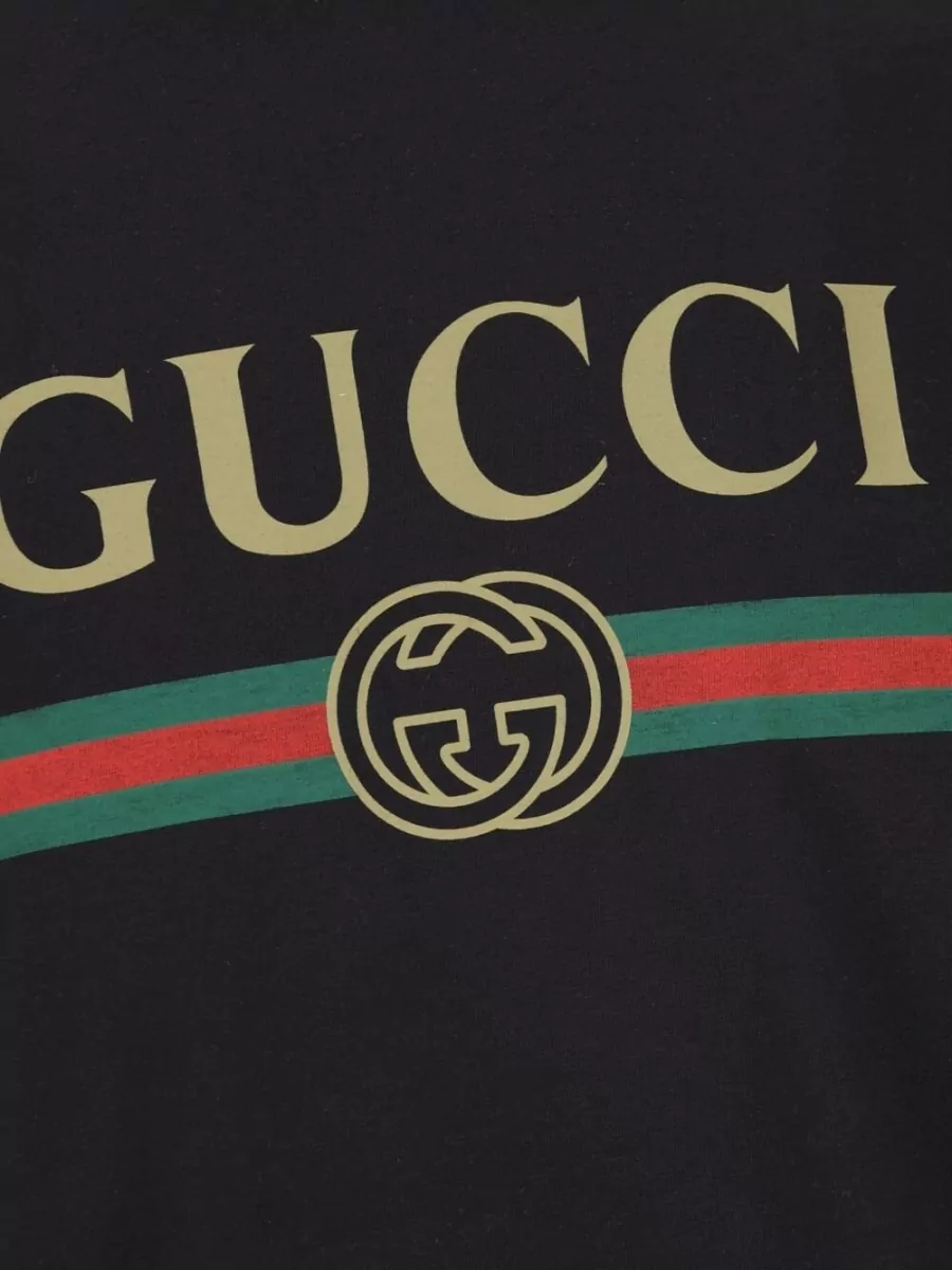 Gucci Cotton Logo T-Shirt Crew Neck Short Sleeves