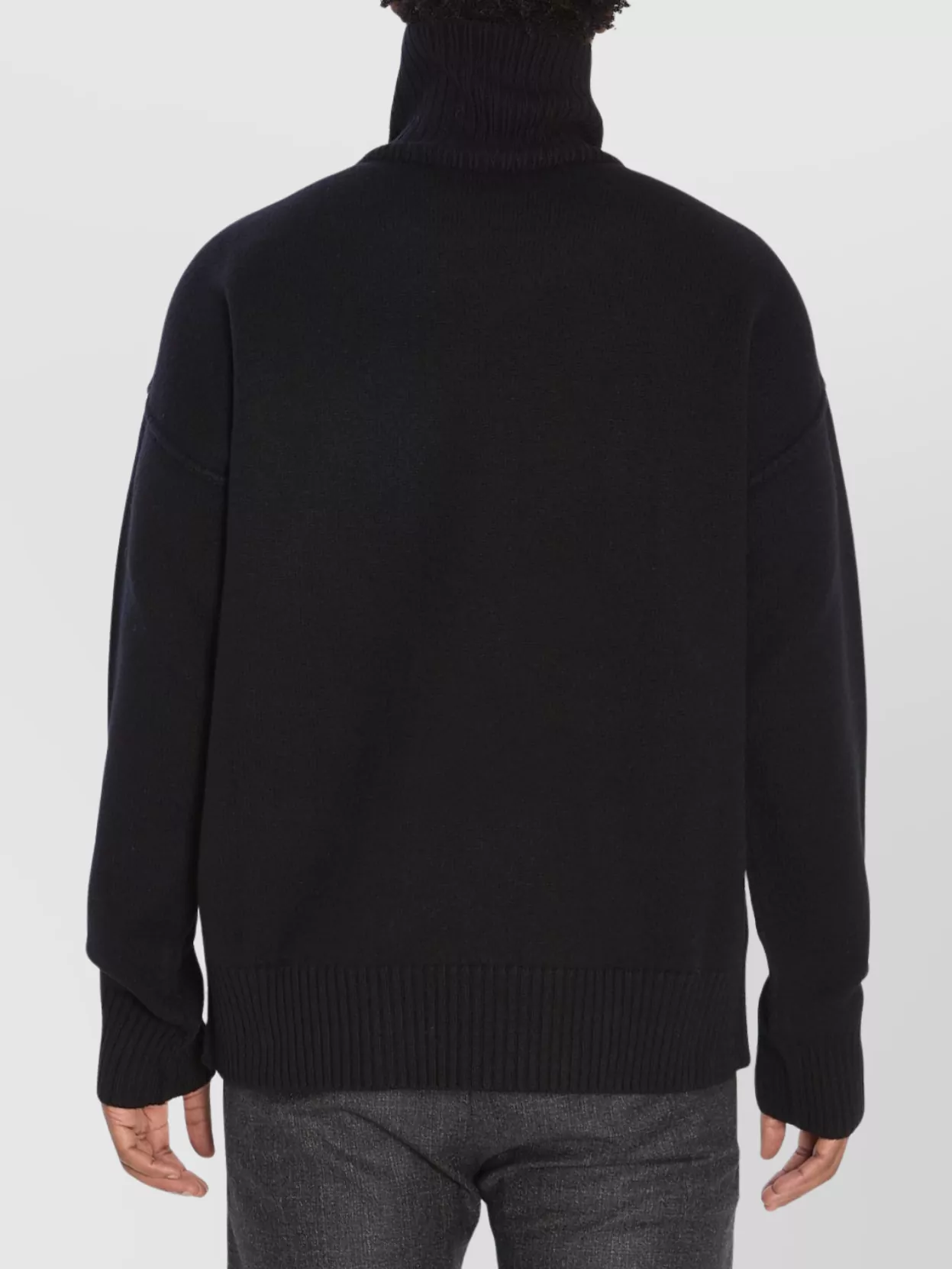 Ami Alexandre Mattiussi Ami Paris Funnel-neck Sweater With Heart Intarsia Design In Black
