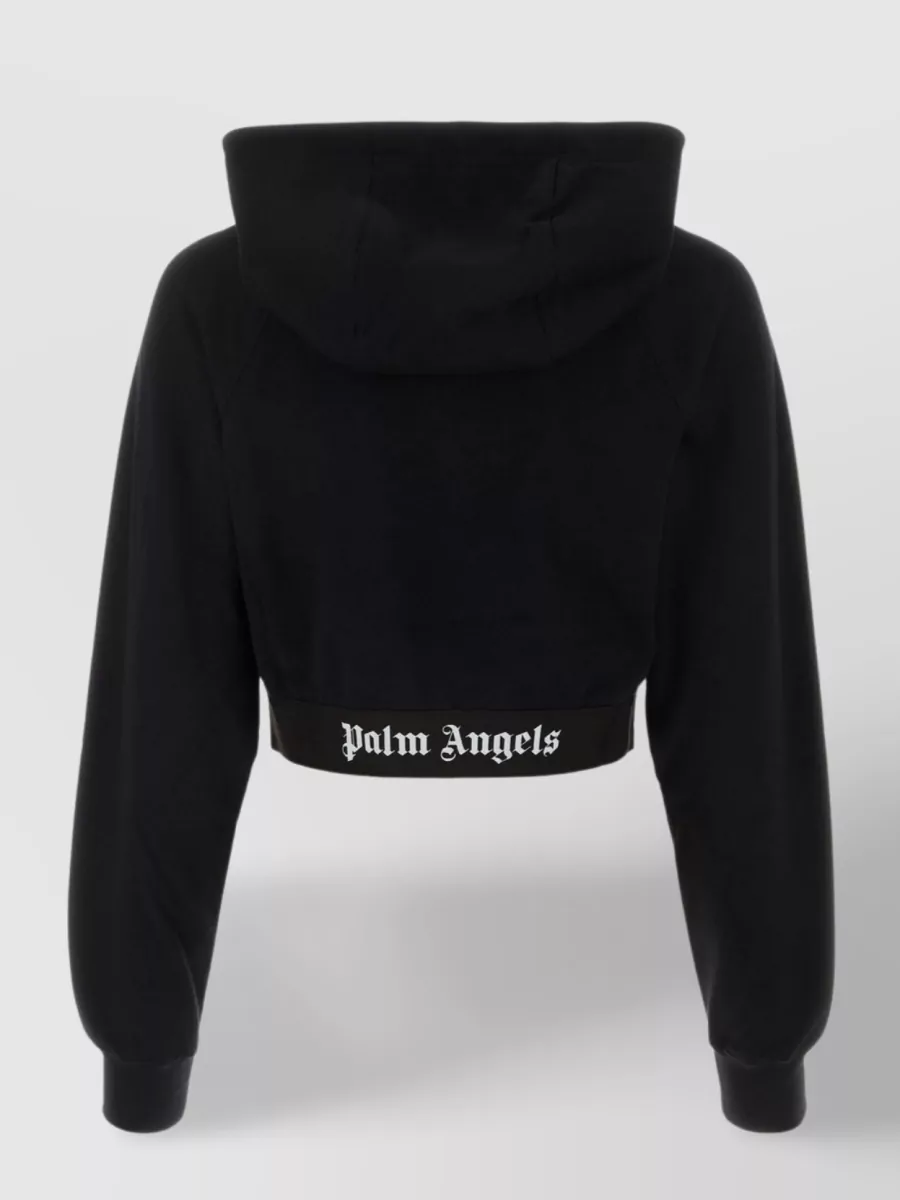 Palm Angels Cropped Hooded Sweatshirt With Elastic Waist