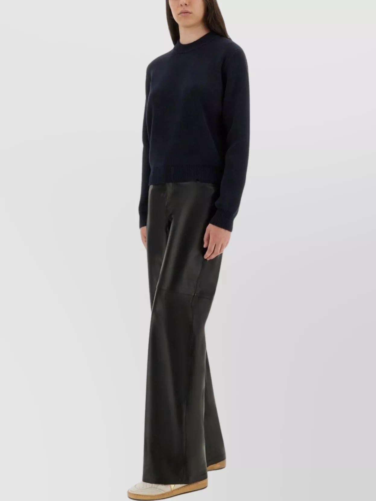 Golden Goose Cotton Jersey Crew Neck Long Sleeves In Black