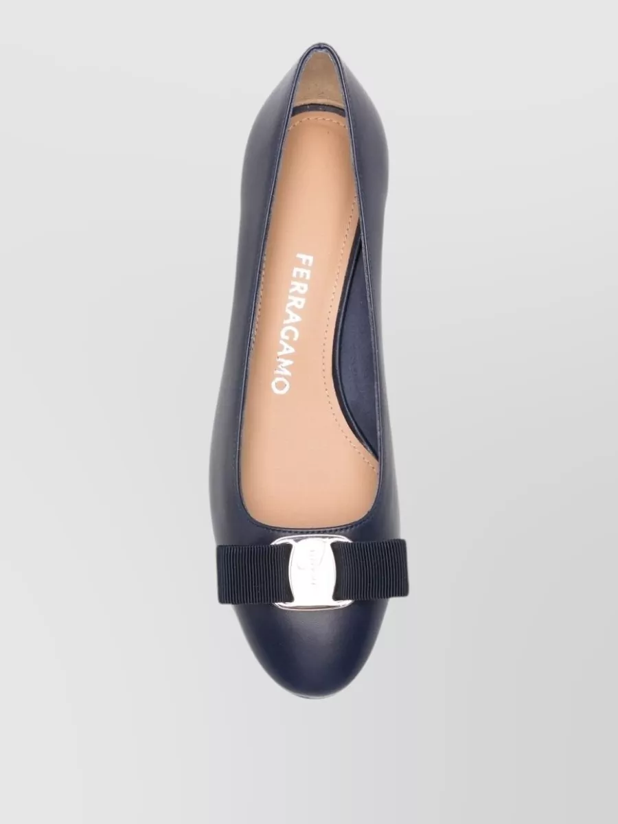 Ferragamo Leather Block Heel Pumps