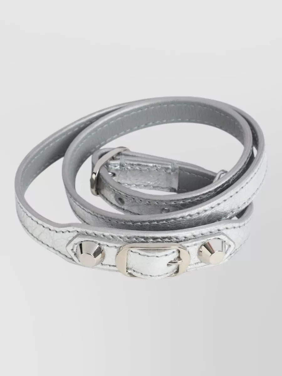 Balenciaga leather triple-wrap studded bracelet