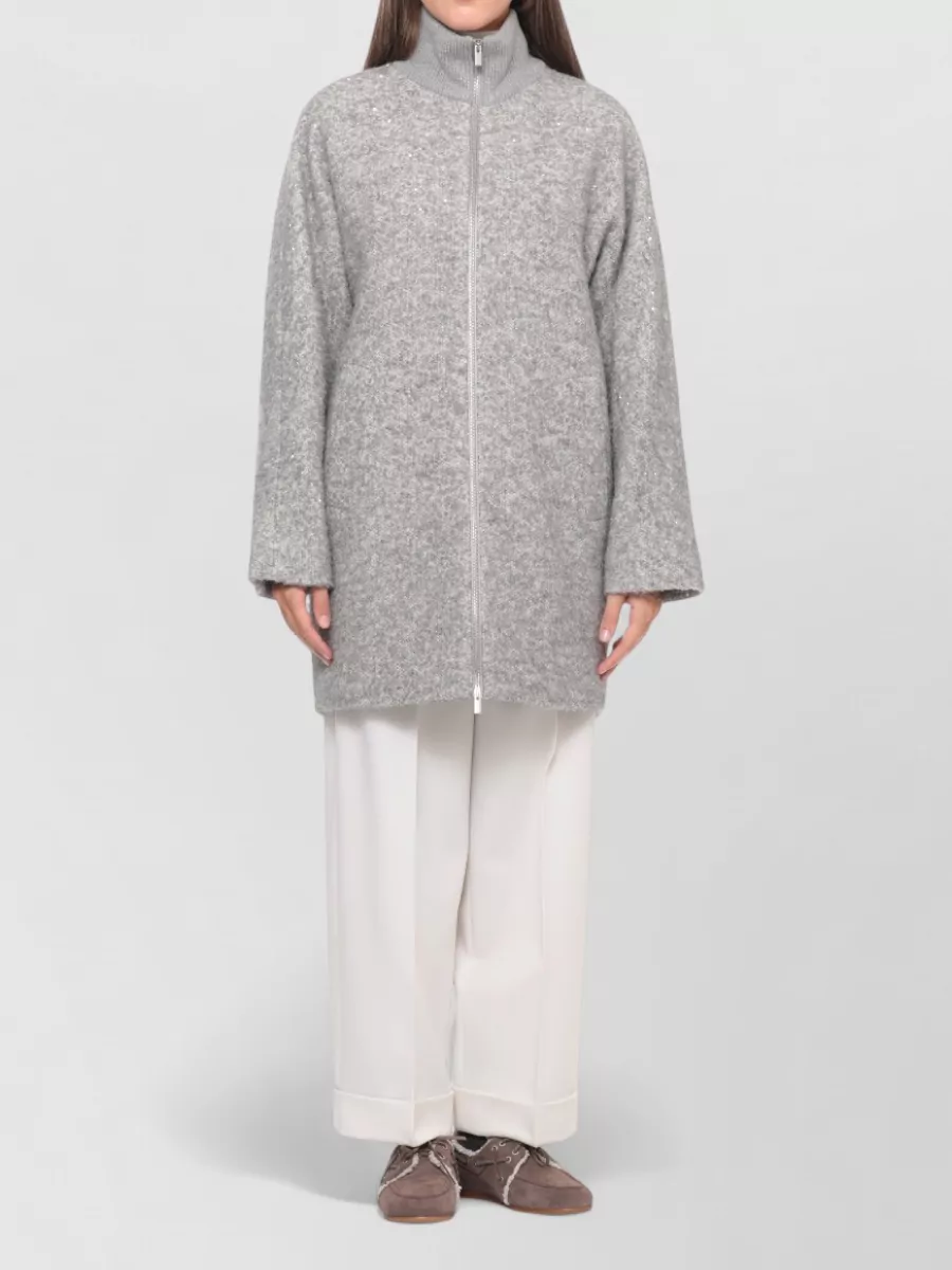 Peserico Ribbed Collar Sequin Coat