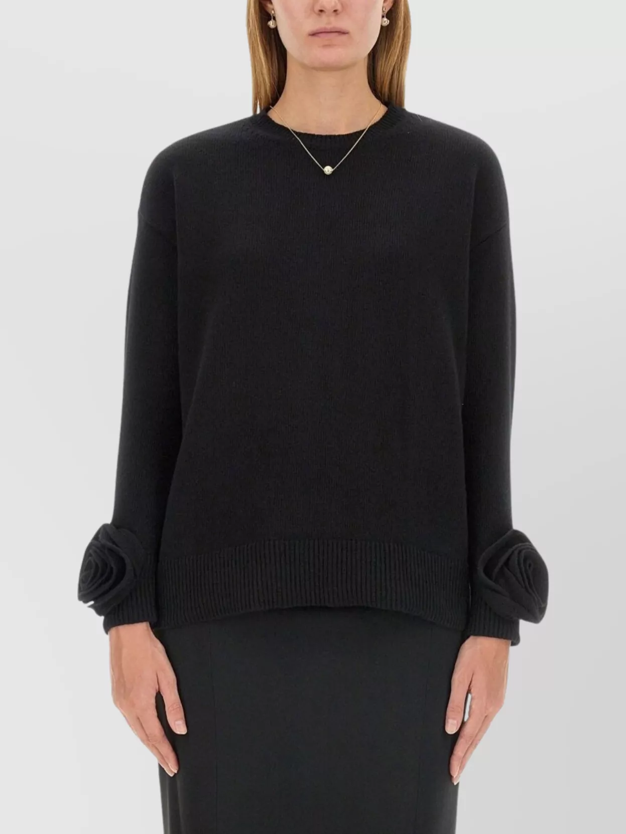 Valentino Knitwear With Dropped Shoulders And Floral Appliqué