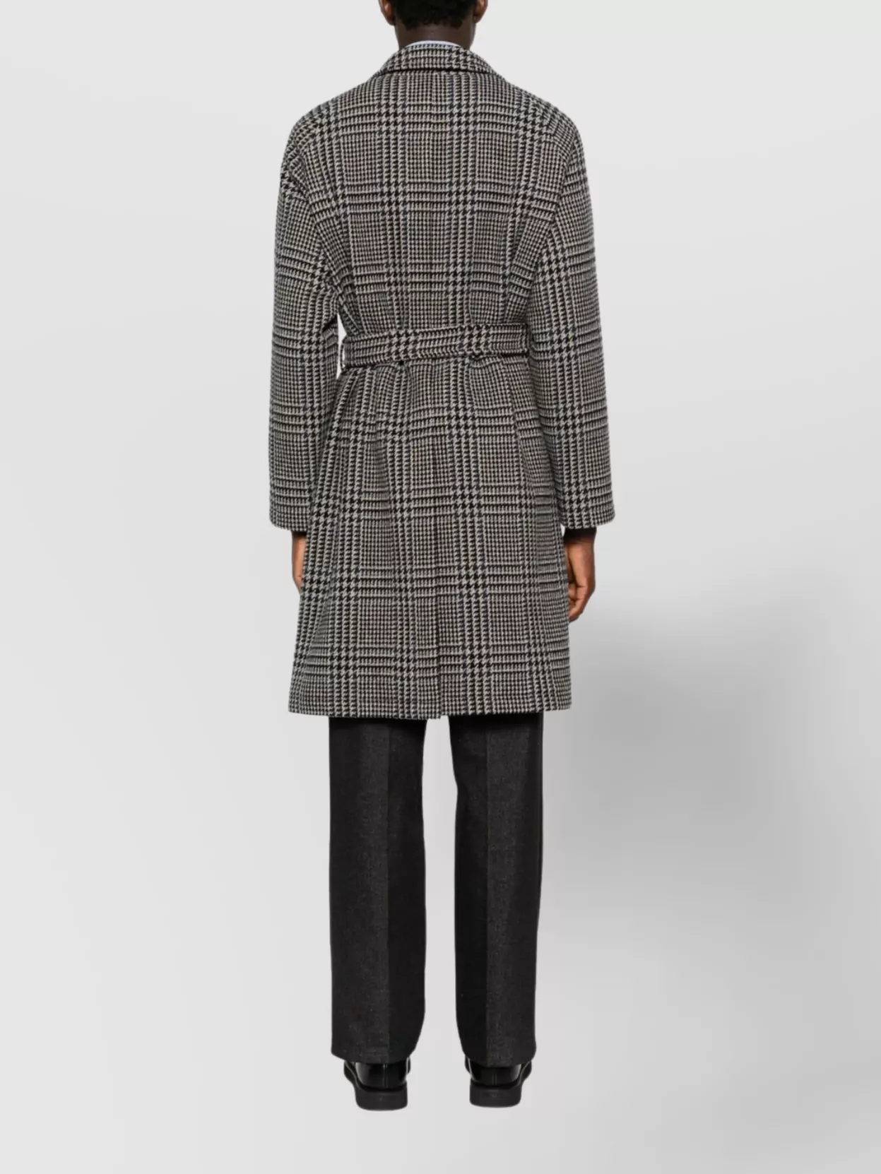 Tagliatore Checked Wool Coat Belted Waist