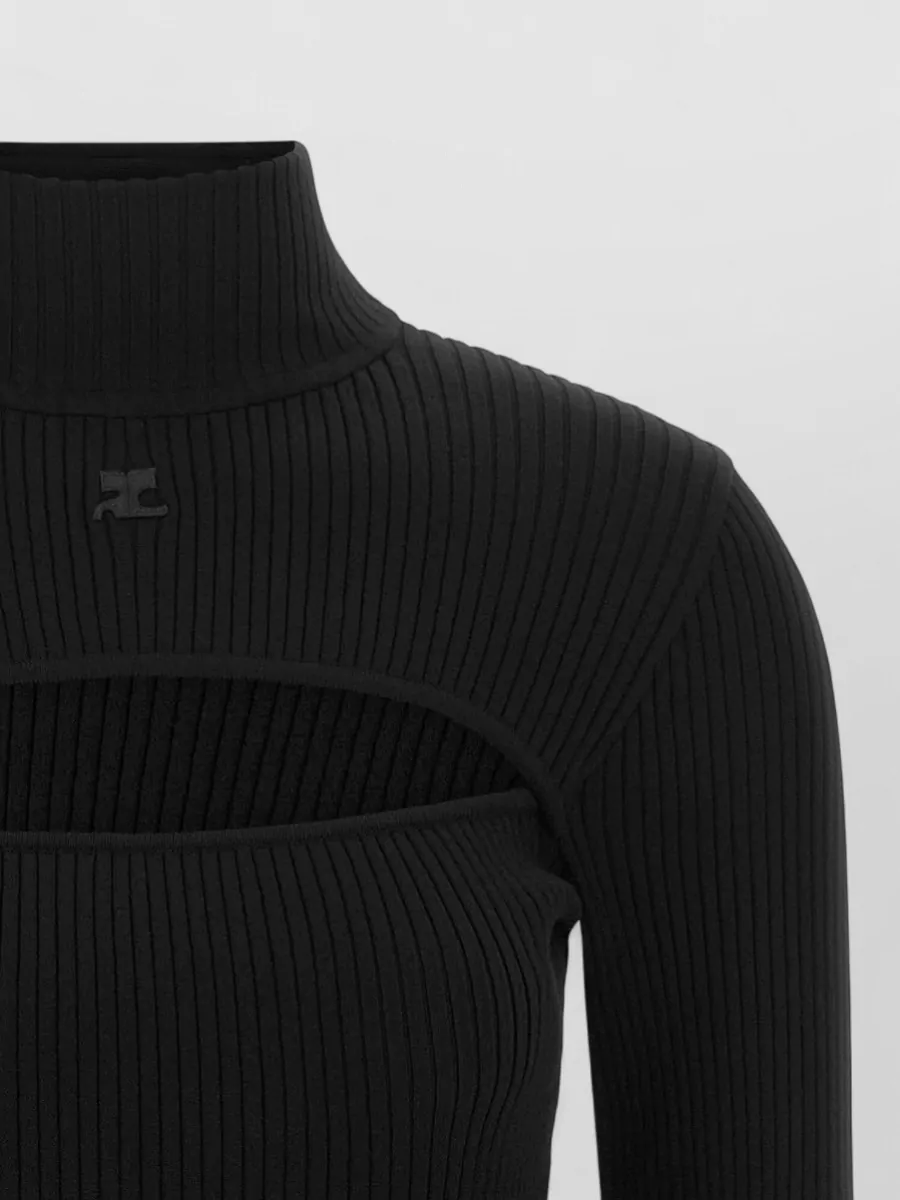 Courrèges Ribbed Cutout High-Neck Sweater