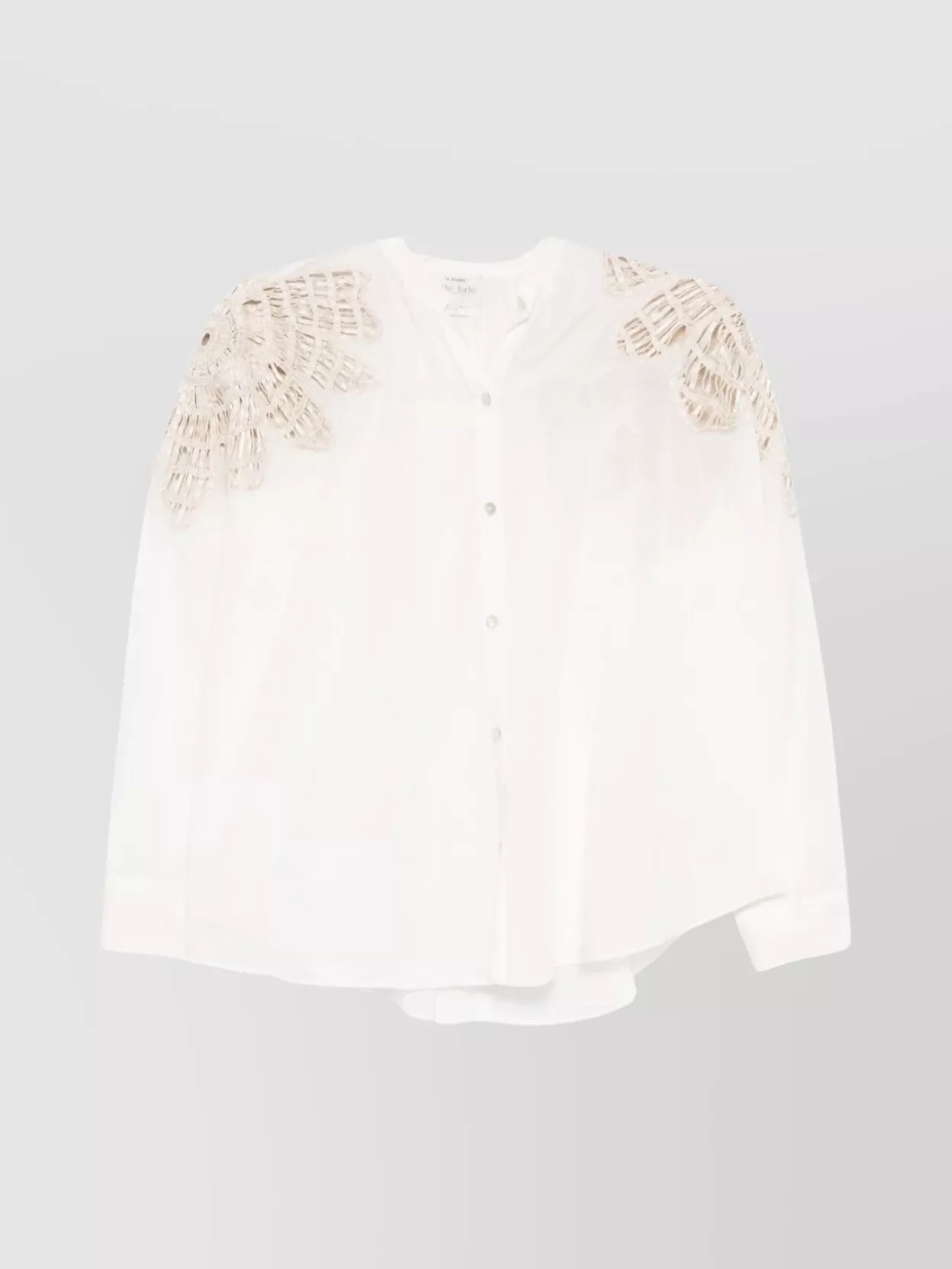 Forte Forte Cotton Blend Shirt With Embroidered Lace Detailing In White