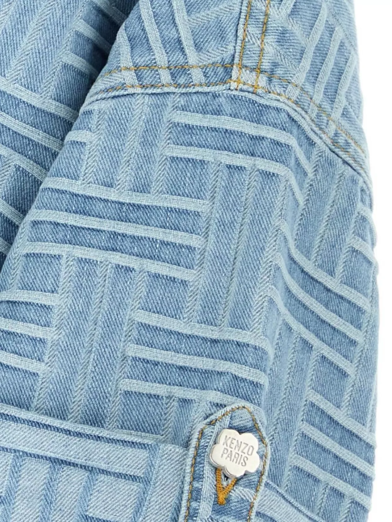 Kenzo Embroidered Denim Shirt With Foldable Cuffs