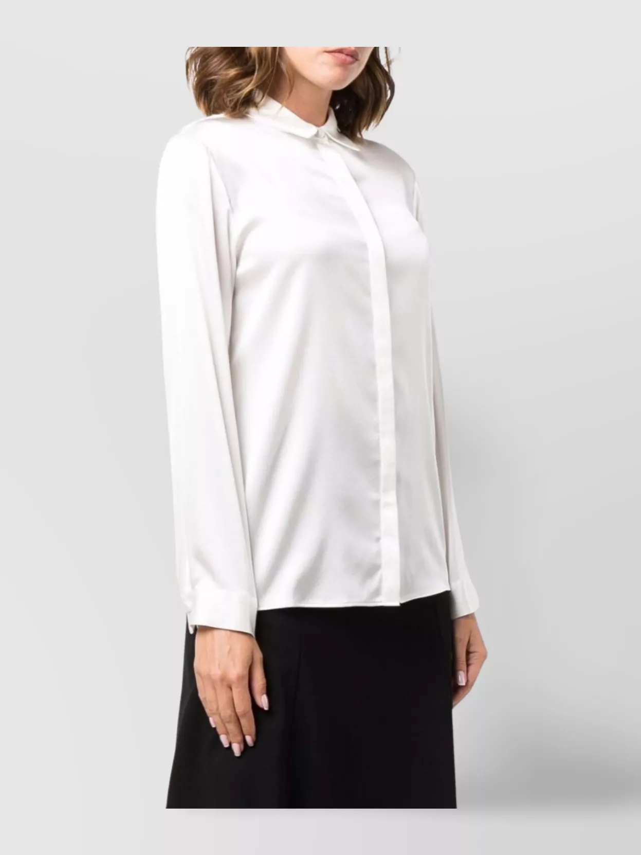 Shop Emporio Armani Straight Collared Silk Shirt
