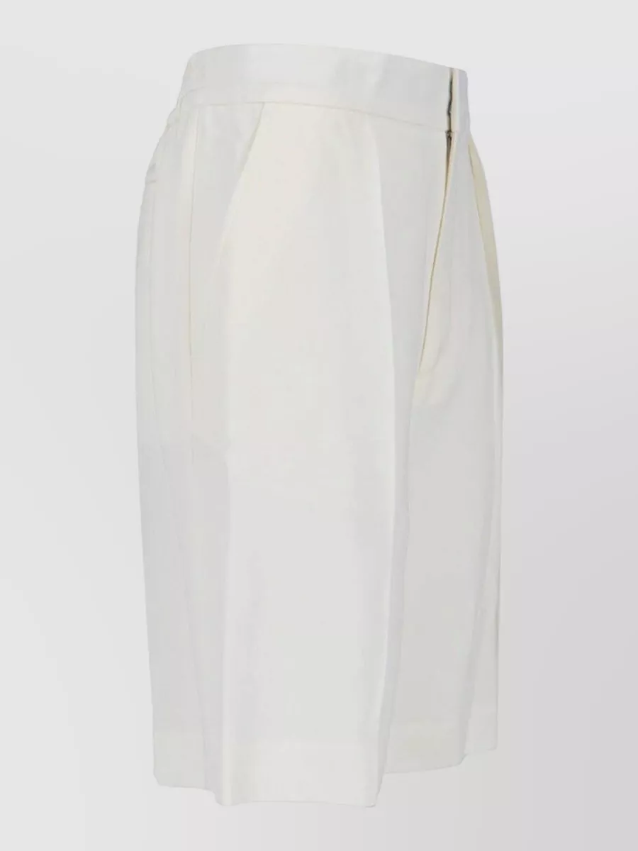 Victoria Beckham Mid-Rise Pleated Knee-Length Tailored Shorts