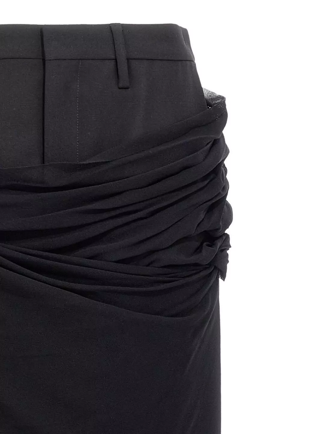 JEAN PAUL GAULTIER WOOL TROUSERS WITH BELT LOOPS AND DRAPED DETAIL