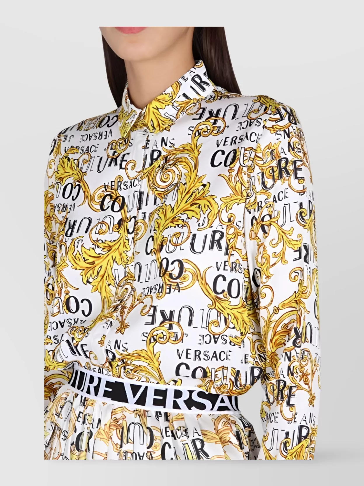 Versace Jeans Couture Ornate Print Collared Shirt With Long Sleeves